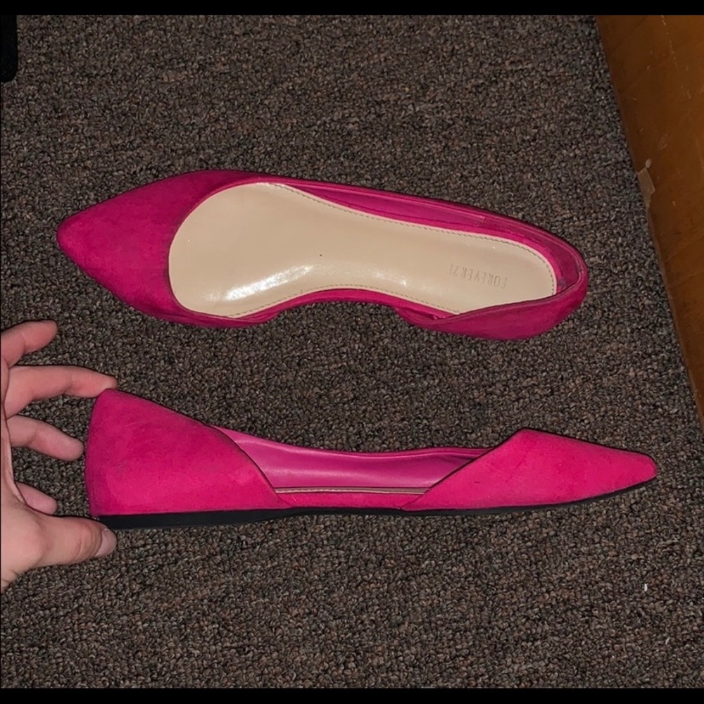 HOT PINK FOREVER 21 FLATS!!  (US 7.5) WORN ONCE!